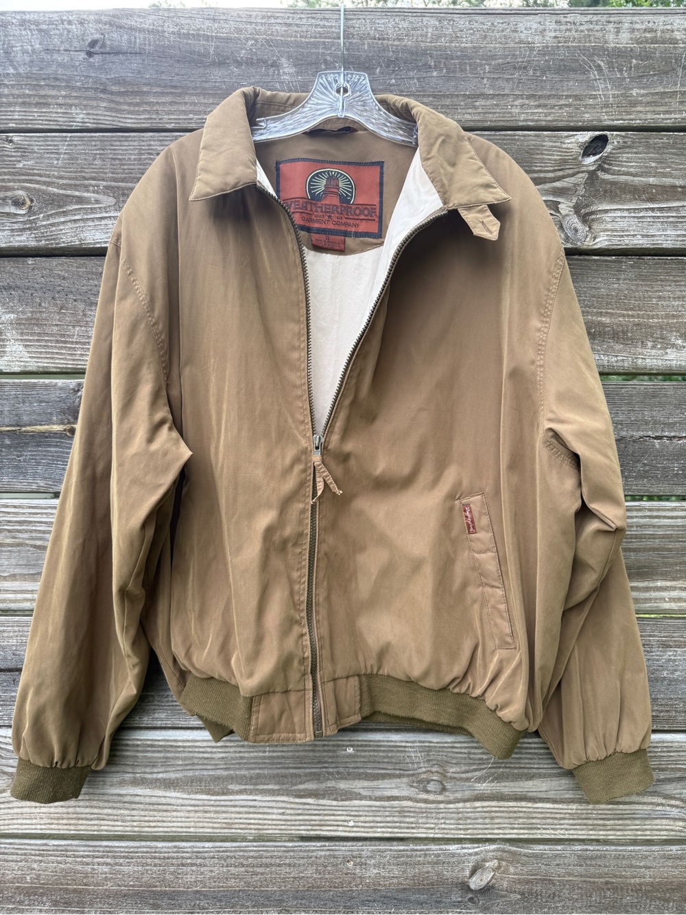 Weatherproof Garment Co Tan Microfiber Bomber Jacket Mens Size XL Full Zip